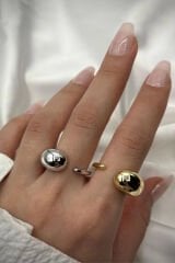 Premium Seri Cilalı Droplet Tasarım Kadın Çelik Yüzük