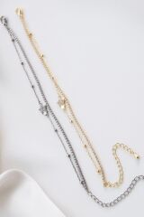 Yeni Sezon Çift Sıra Yıldız Zincirli Su Yolu Renk Atmaz Kararmaz Garantili Kadın Çelik Bileklik