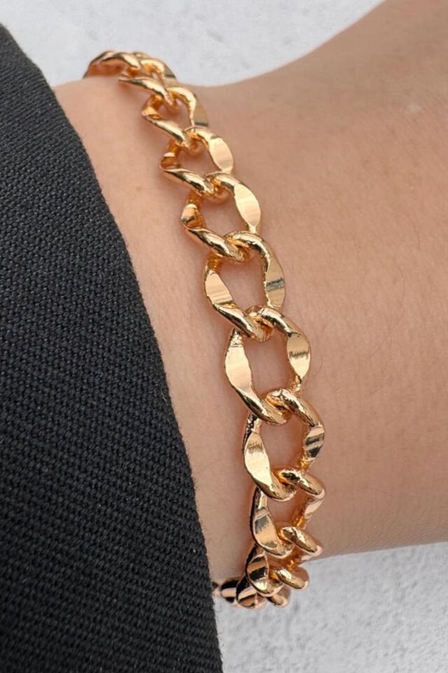 Xuping Rose Gold Kalın Halka Zincir Kadın Çelik Bileklik