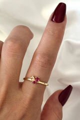 İthal Seri Renkli Zirkon Taşlı Zarif 3 Taşlı Tasarım Ayarlanabilir Kadın Çelik Yüzük