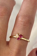 İthal Seri Renkli Zirkon Taşlı Zarif 3 Taşlı Tasarım Ayarlanabilir Kadın Çelik Yüzük