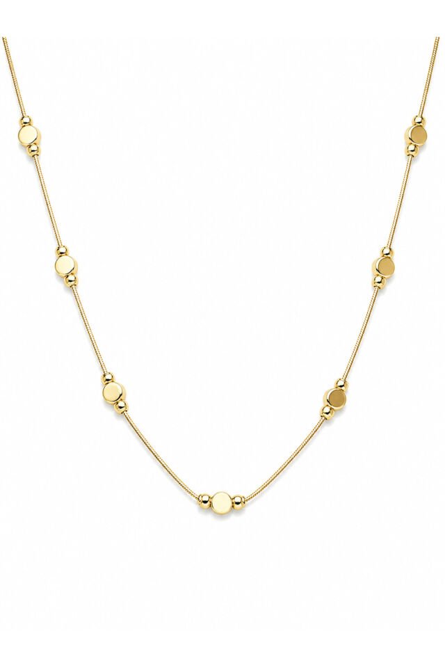 Minimal Gold Boncuk Detaylı Kadın Çelik Kolye