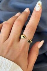 Yeni Sezon Luna Droop Tasarım Ayarlanabilir Kadın Yüzük