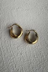 Yeni Sezon İç İçe Geçmiş Halka Tasarım Kadın Çelik Küpe