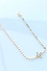 V.İ.P Seri Ezme Zincirli Yonca Çiçek Model Renk Atmaz Kararmaz Garantili Kadın Çelik Bileklik