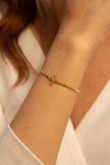 V.İ.P Seri Ezme Zincirli Yonca Çiçek Model Renk Atmaz Kararmaz Garantili Kadın Çelik Bileklik