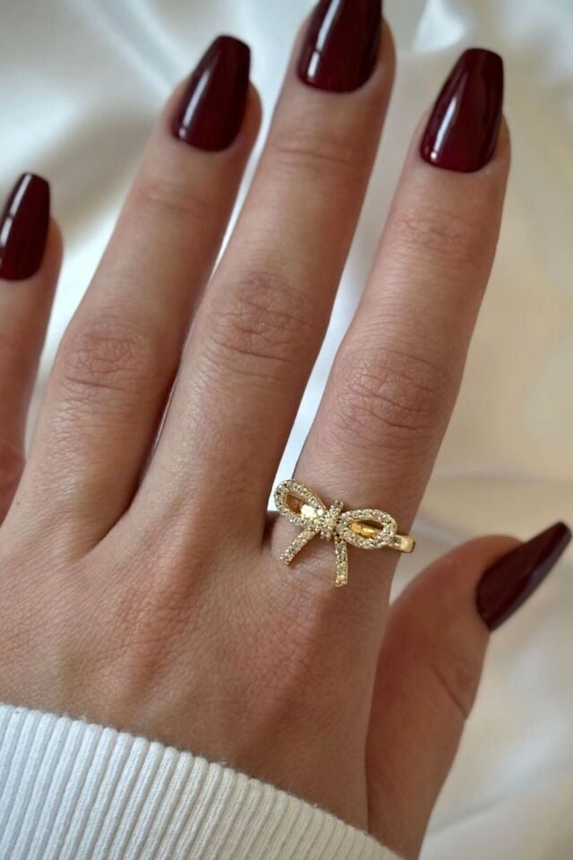 Özel Üretim Fiyonk Model Tasarım Ayarlanabilir Kadın Çelik Yüzük Gold