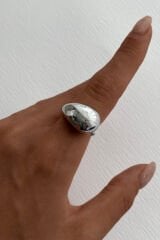 Premium Seri Cilalı Droplet Tasarım Kadın Çelik Yüzük