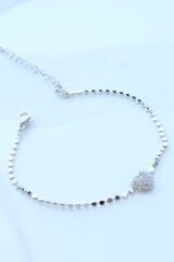 V.İ.P Seri Ezme Zincirli Full Taşlı Kalp Model Renk Atmaz Kararmaz Garantili Kadın Çelik Bileklik