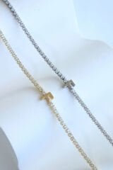 İthal Seri F Harfi Su Yolu Kadın Çelik Bileklik Kararmaz Renk Atmaz