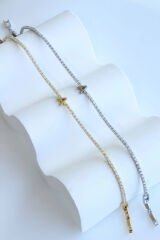 İthal Seri A Harfi Su Yolu Kadın Çelik Bileklik Kararmaz Renk Atmaz