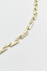 Crystal Linkage Kuyumcu İşçiliği 14K Altın Kaplama Premium Seri Kadın Çelik Bileklik Altın