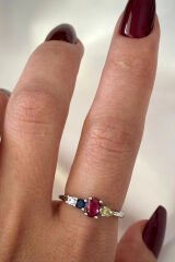 İthal Seri Renkli Zirkon Taşlı Zarif Oval 4 Taşlı Tasarım Ayarlanabilir Kadın Çelik Yüzük