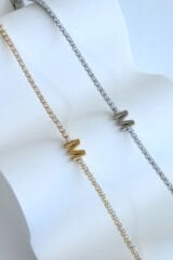 İthal Seri M Harfi Su Yolu Kadın Çelik Bileklik Kararmaz Renk Atmaz