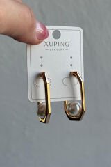 Xuping Rose Renk İncili Dikdörtgen Tasarım Kadın Çelik Küpe