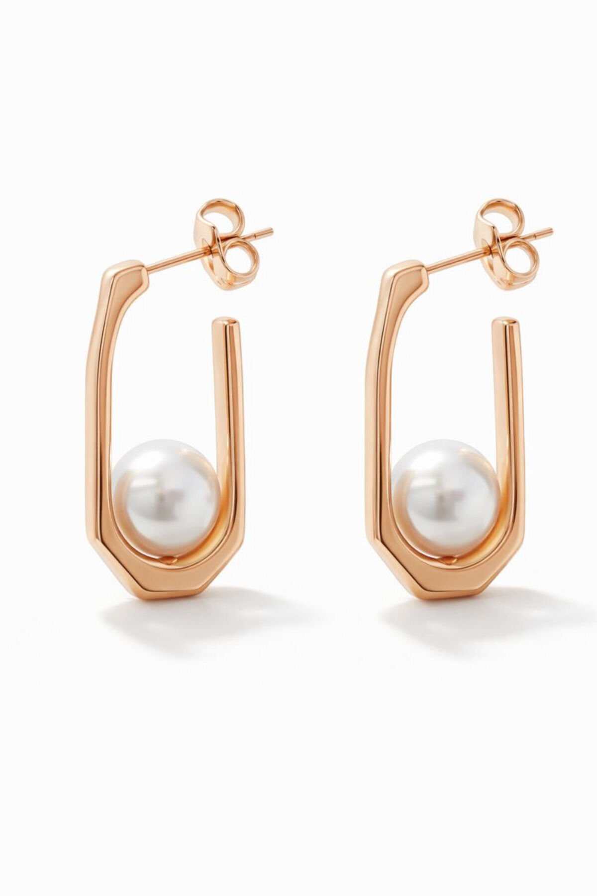 Xuping Rose Renk İncili Dikdörtgen Tasarım Kadın Çelik Küpe