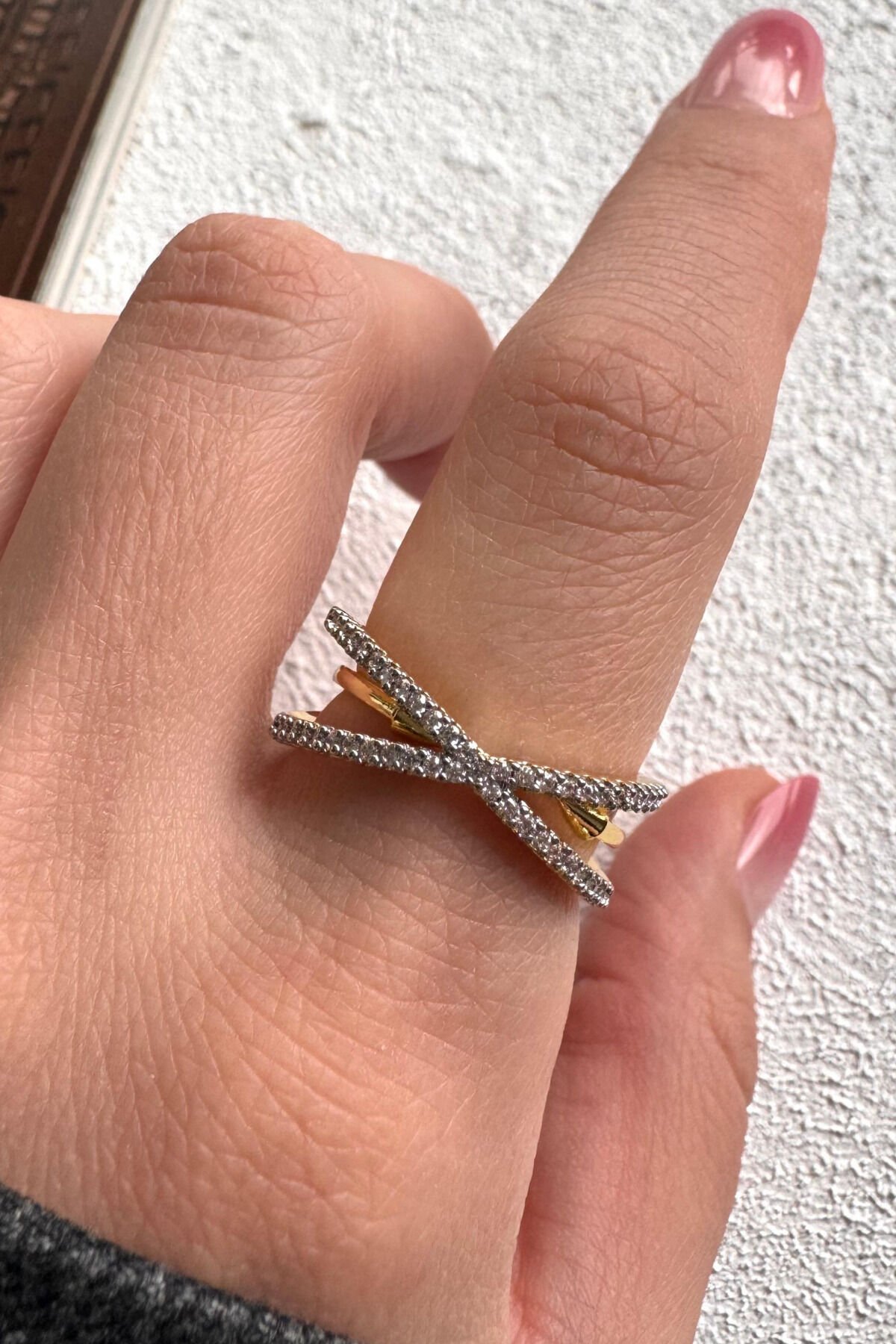 V.I.P Çift Renk Seri X-Glow Tasarım Zirkon Taşlı Ayarlanabilir Çelik Yüzük