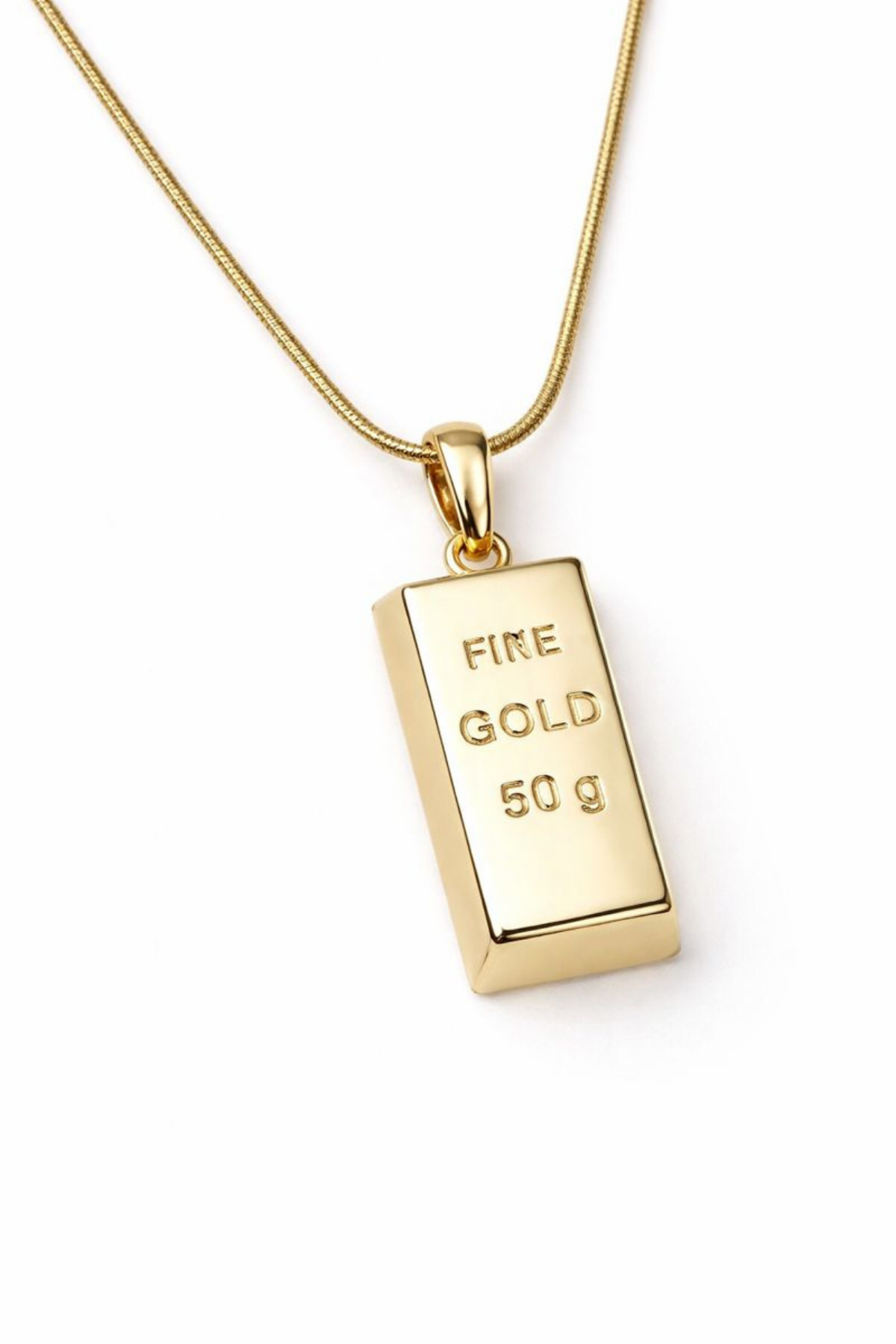 Fine Gold Külçe Altın Uçlu 316L Çelik Paslanmaz Kararmaz Kadın Çelik Kolye Altın