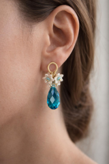 Özel Seri Çok Renkli İncili Çiçekli Kadın Çelik Küpe