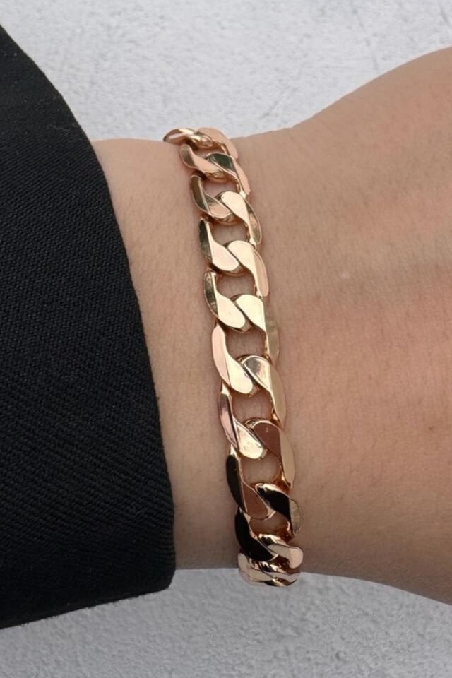 Kararmaz Renk Atmaz Xuping Rose Gold Klasik Halka Zincir Kadın Çelik Bileklik