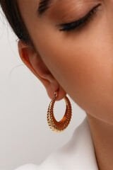 VİP Xuping Burgulu Elips İstiridye Tasarım Kararmaz Renk Atmaz Kadın Çelik Küpe