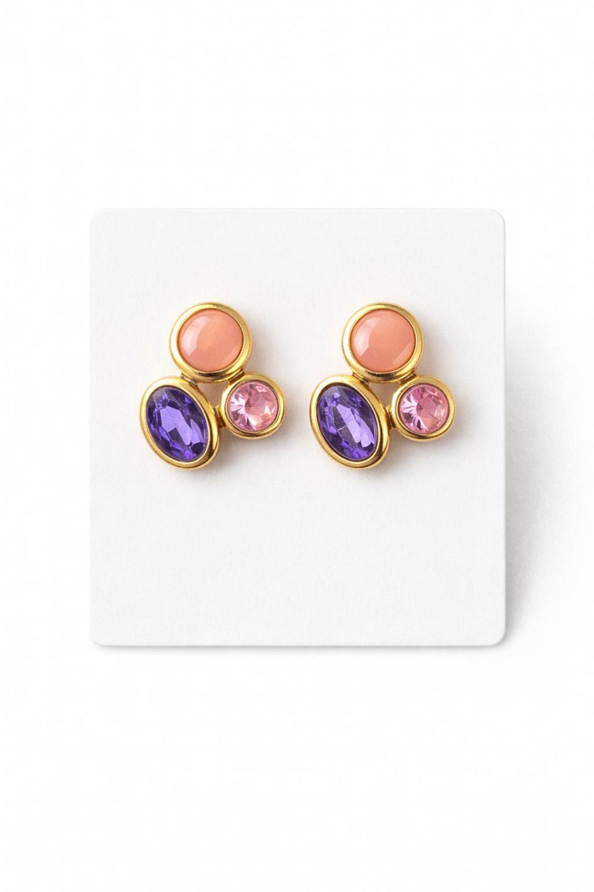 Özel Tasarım Çok Renkli Taşlı Kararmaz Renk Atmaz Kadın Çelik Küpe