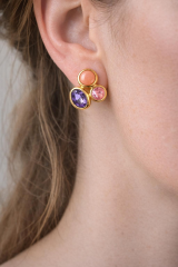 Özel Tasarım Çok Renkli Taşlı Kararmaz Renk Atmaz Kadın Çelik Küpe