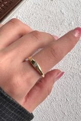 Gold Zirkon Taşlı Yıldız İşlemeli Tasarım İnce Ayarlanabilir Serçe Parmak Yüzüğü