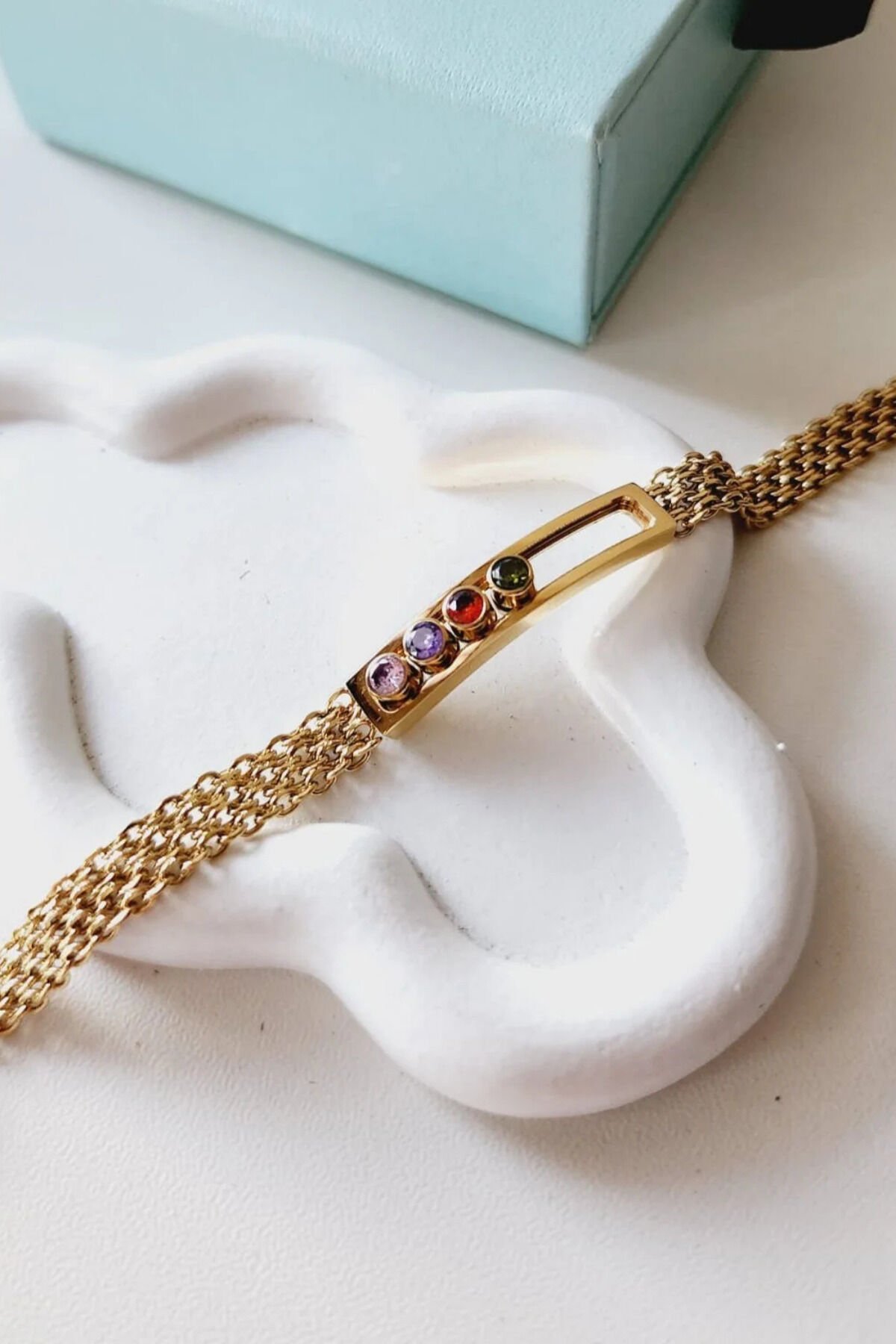 Özel Seri Renkli Zirkon Taşlı Mess Tasarım Kadın Çelik Bileklik Kelepçe