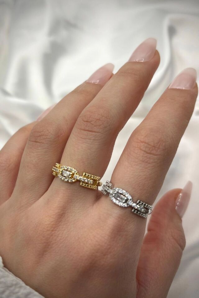 Baget Zirkon Taşlı Vintage Ünlü Model Ayarlanabilir Kadın Yüzük