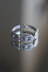 Baget Zirkon Taşlı Vintage Ünlü Model Ayarlanabilir Kadın Yüzük