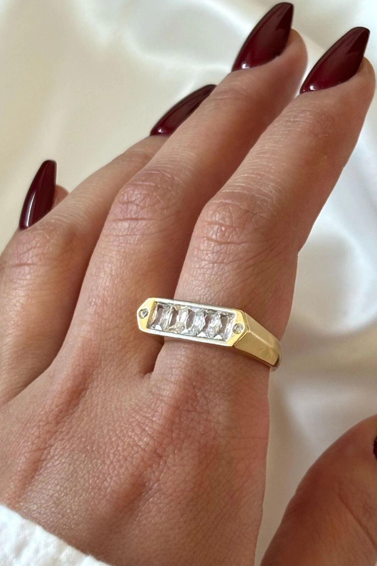 VIP %100 İthal Lumos Tasarım Ayarlanabilir Kararmaz Garantili Kadın Çelik Yüzük Gold