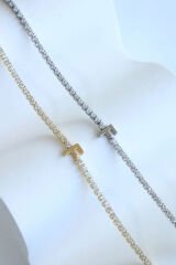 İthal Seri F Harfi Su Yolu Kadın Çelik Bileklik Kararmaz Renk Atmaz