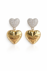 Sallantılı Zirkon Taşlı Kalp Model Kadın Çelik Küpe