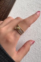 V.I.P Çift Renk Seri Royal Knot Düğüm Tasarım Zirkon Taşlı Ayarlanabilir Çelik Yüzük