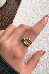 V.I.P Çift Renk Seri Royal Knot Düğüm Tasarım Zirkon Taşlı Ayarlanabilir Çelik Yüzük