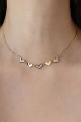 Exclusive Seri Çelik Kalp Mine Kalp Detaylı Kadın Çelik Kolye