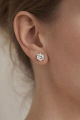 Xuping Altın Kaplama Çelik 6 Tırnak Tek Taş Zirkon Küpe