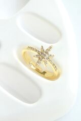 Yeni Sezon Yarım Tur Zirkon Taşlı Kutup Yıldızı Tasarım Ayarlanabilir Kadın Yüzük