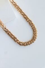 Exclusive Seri Rose Renk Klasik Geniş Zincir Model Kadın Çelik Kolye