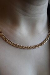 Exclusive Seri Rose Renk Klasik Geniş Zincir Model Kadın Çelik Kolye