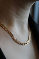 Exclusive Seri Rose Renk Klasik Geniş Zincir Model Kadın Çelik Kolye