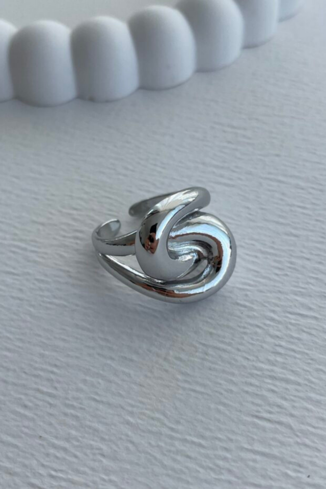 Premium Seri Rose Cilalı Ayarlanabilir Kadın Çelik Yüzük Gümüş