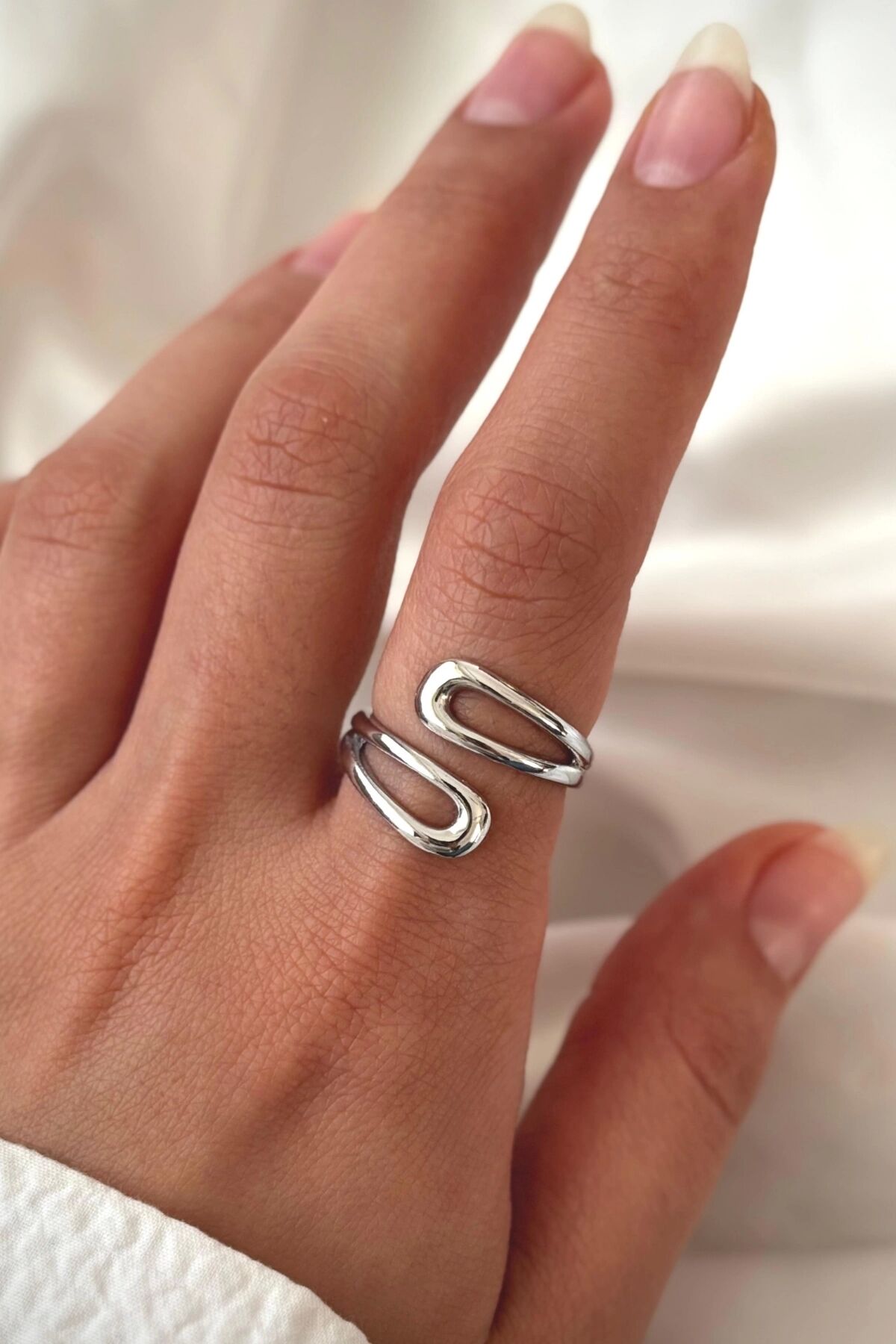 Yeni Sezon Cilalı Sarmal Tasarım Ayarlanabilir Kadın Yüzük