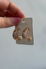 Xuping Mini İncili Zirkon Taşlı Halka Tasarım Kadın Çelik Küpe