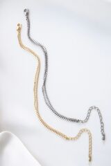 Yeni Sezon Çift Sıra Ezme Zincirli Su Yolu Renk Atmaz Kararmaz Garantili Kadın Çelik Bileklik