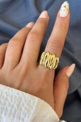 Yeni Sezon Twist Luxe Tasarım Ayarlanabilir Kadın Yüzük Altın