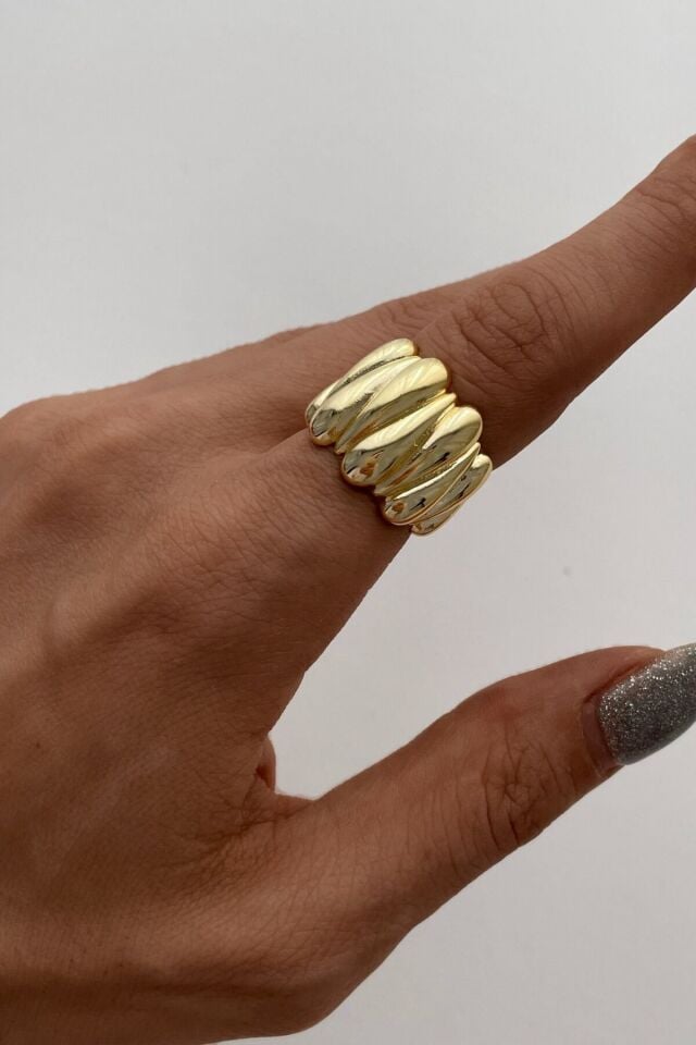 Yeni Sezon Twist Luxe Tasarım Ayarlanabilir Kadın Yüzük Altın