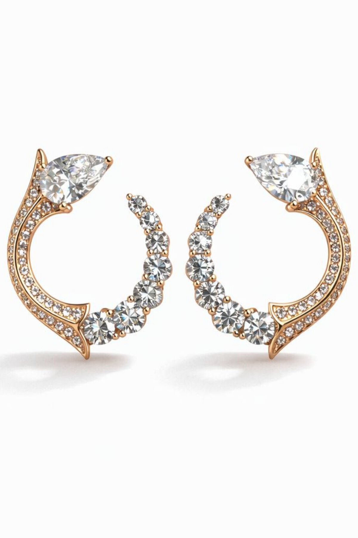 Xuping Yılan Tasarım Full Zirkon Taşlı Kadın Çelik Küpe