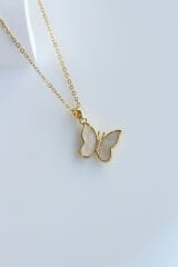 Exclusive Seri Mineli Kelebek Model Kadın Çelik Kolye 316 L Paslanmaz Kararma Yapmaz